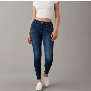 American Eagle High-Rise Skinny Jeans Dark Wash Next Level Stretch Size 4 Long